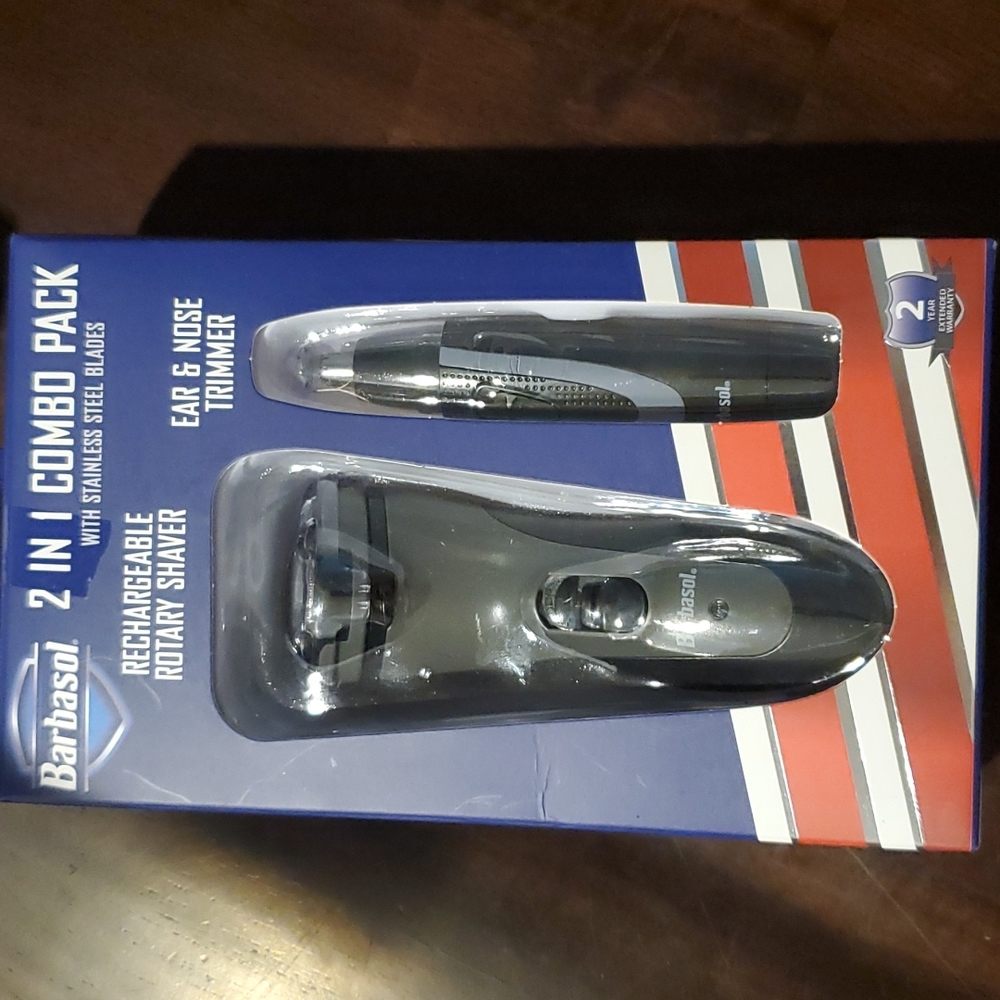 Barbasol 2 in 1 pack, shaver, ea and nose trimmer